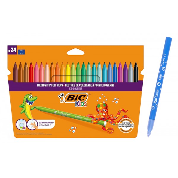 BIC σετ χρωματιστών μαρκαδόρων Kid Couleur, ultra washable, 24τμχ - BIC