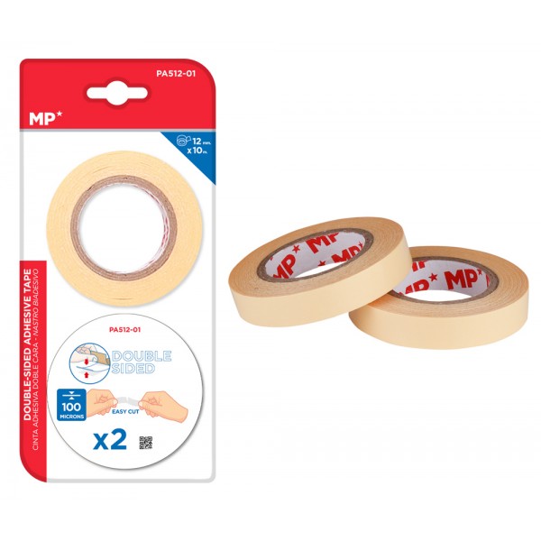 MP κολλητική ταινία διπλής όψεως PA512-01, 12mm, 10m, μπεζ, 2τμχ - MP