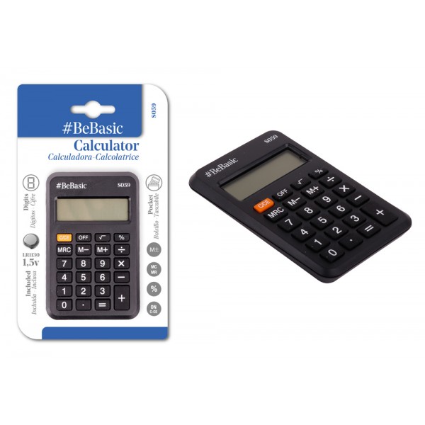 BEBASIC αριθμομηχανή τσέπης S059, μπαταρίας, 8 ψηφία, μαύρη - Είδη Γραφείου & Εξοπλισμός