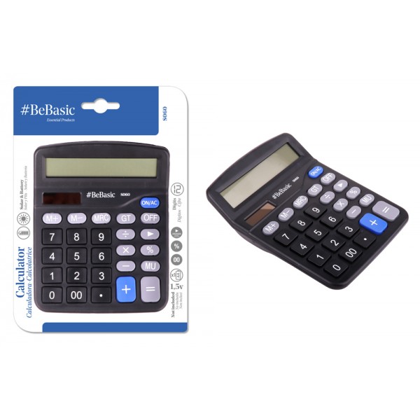 BEBASIC αριθμομηχανή S060, ηλιακό & μπαταρίας, 12 ψηφία, μαύρη - Είδη Γραφείου & Εξοπλισμός