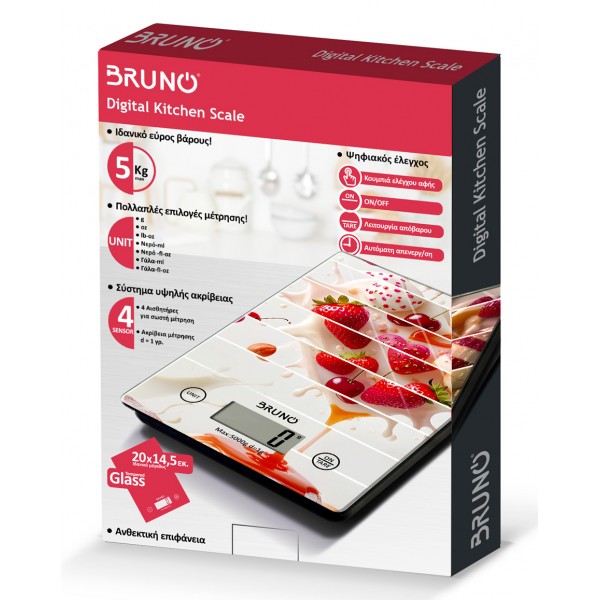 BRUNO ψηφιακή ζυγαριά κουζίνας BRN-0271, 1gr/5kg, Flavor Feast