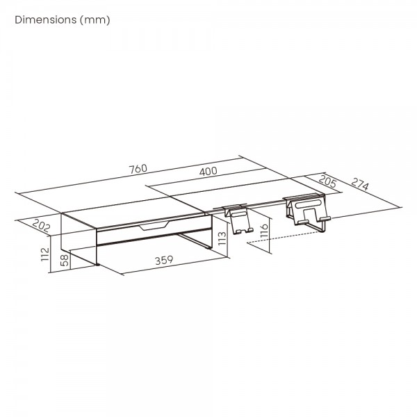 BRATECK επιτραπέζια βάση για οθόνη/laptop/smartphone/tablet STB-128-02 με συρτάρι, 13-32", έως 20kg, heavy duty, μαύρη