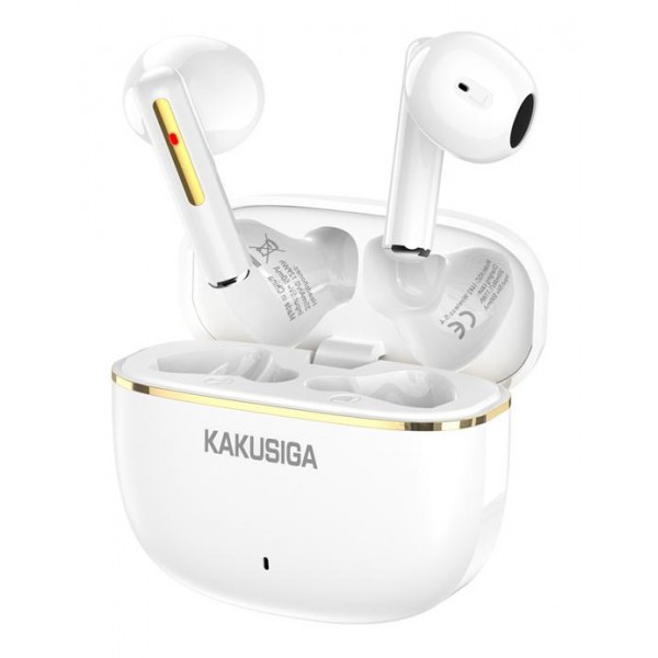 KAKUSIGA earphones με θήκη φόρτισης KSC-1482, True Wireless, 15mm, 35/300mAh, λευκά - Ακουστικά - Bluetooth