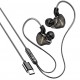 KAKUSIGA earphones με μικρόφωνο KSC-1300, USB-C σύνδεση, 10mm, 1.2m, μαύρα