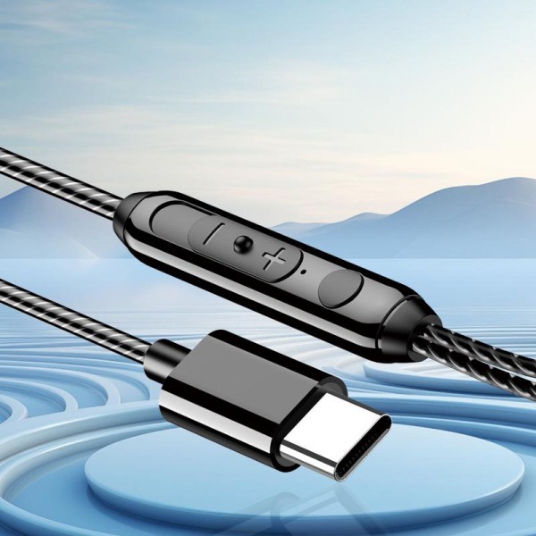 KAKUSIGA earphones με μικρόφωνο KSC-1300, USB-C σύνδεση, 10mm, 1.2m, μαύρα - KAKUSIGA