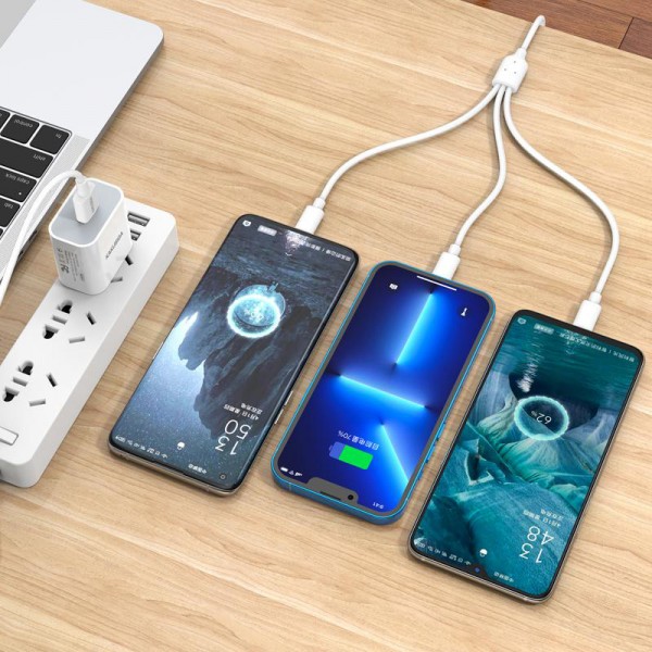 KAKUSIGA καλώδιο USB σε USB-C/Lightning/Micro USB KSC-1021, 5A, 1.2m, λευκό - Περιφερειακά