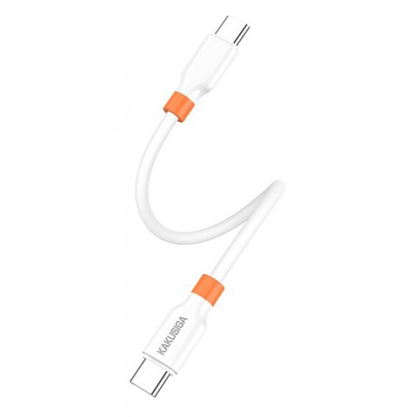 KAKUSIGA καλώδιο USB-C KSC-1024, σιλικόνης, 100W, 480Mbps, 0.25m, λευκό - KAKUSIGA