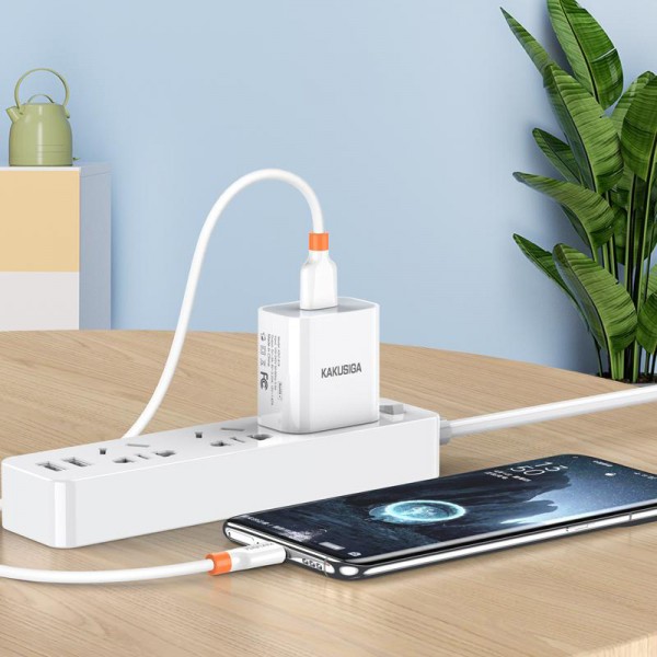 KAKUSIGA καλώδιο USB-C σε USB KSC-1024, σιλικόνης, 5A, 480Mbps, 0.25m, λευκό - KAKUSIGA