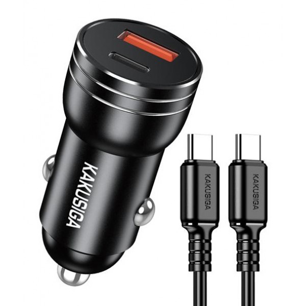 KAKUSIGA φορτιστής αυτοκινήτου KSC-1714 με καλώδιο USB-C, USB/USB-C, 60W, μαύρος - Σύγκριση Προϊόντων