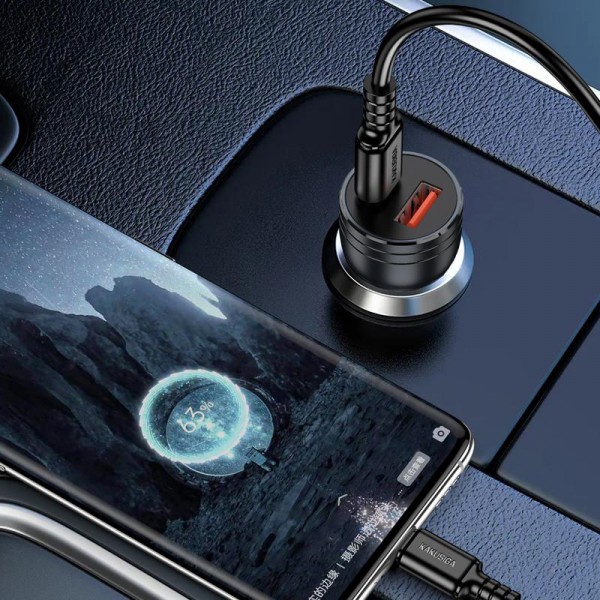 KAKUSIGA φορτιστής αυτοκινήτου KSC-1714 με καλώδιο USB-C, USB/USB-C, 60W, μαύρος - Σύγκριση Προϊόντων