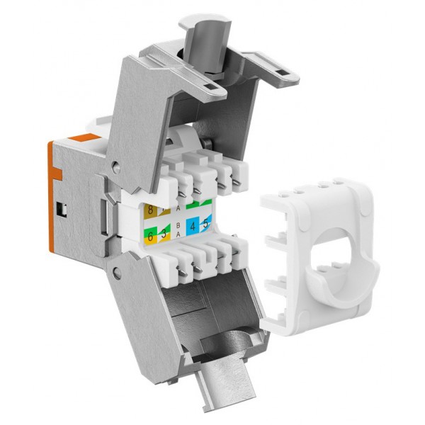 GOOBAY Keystone module RJ45 77947, CAT 6A STP, slim, toolfree, ασημί/πορτοκαλί - Δικτυακός Εξοπλισμός