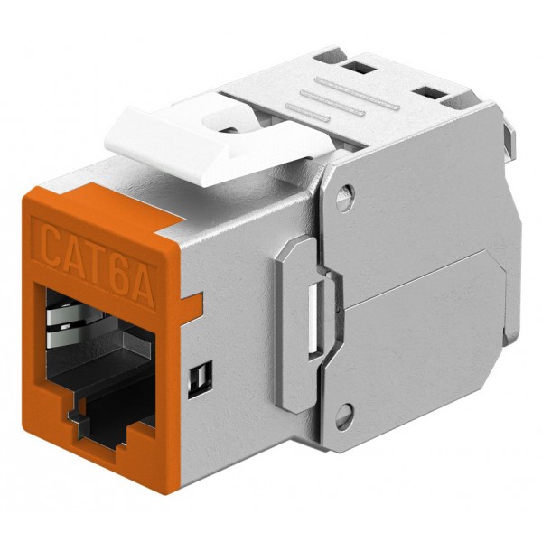 GOOBAY Keystone module RJ45 77947, CAT 6A STP, slim, toolfree, ασημί/πορτοκαλί - Δικτυακός Εξοπλισμός