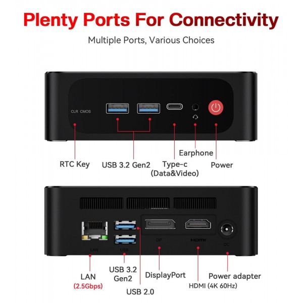 BEELINK mini PC SER5 Pro, AMD 5625U, 16GB, 500GB M.2, Windows 11 Pro