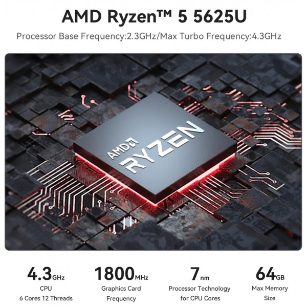 BEELINK mini PC SER5 Pro, AMD 5625U, 16GB, 500GB M.2, Windows 11 Pro