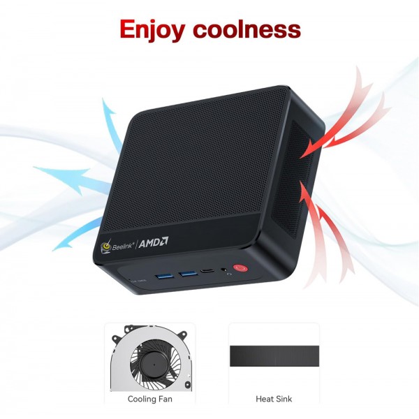 BEELINK mini PC SER5 Pro, AMD 5625U, 16GB, 500GB M.2, Windows 11 Pro