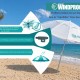 BRUNO ομπρέλα παραλίας αλουμινίου SOL-BAY BRN-0287, 2.2 μέτρων, ασημένια επίστρωση με UV προστασία UPF 50+, αντιανεμικός σκελετός Fiberglass, ρυθμιζόμενο ύψος & κλίση, φορητή με θήκη μεταφοράς