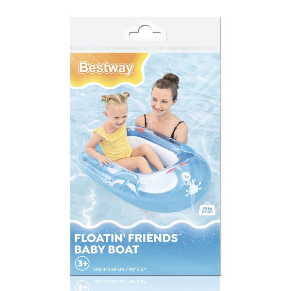 BESTWAY παιδική φουσκωτή βάρκα 34037, 102x69cm, Floatin Friends