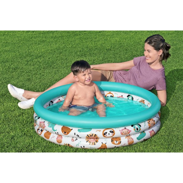 BESTWAY παιδική φουσκωτή πισίνα 51008, 101lt, Φ102x25cm, λευκή/βεραμάν - BESTWAY