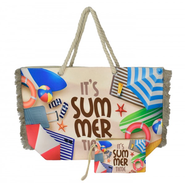 BRUNO τσάντα θαλάσσης με νεσεσέρ SOL-BAY BRN-0299, 58x40cm - Είδη Παραλίας