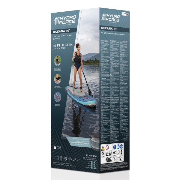 BESTWAY φουσκωτή σανίδα SUP/kayak Oceana 6532B με αποσπώμενο κάθισμα, 305x84x15cm, μπλε