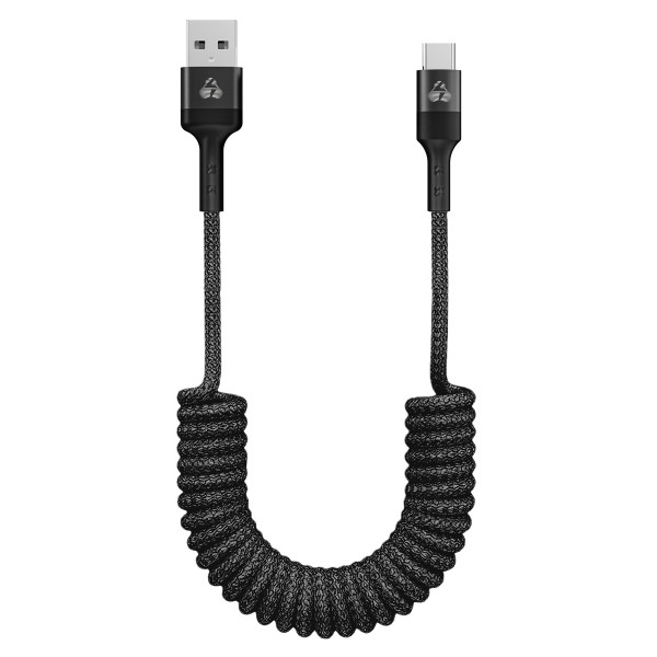 POWERTECH καλώδιο USB-C σε USB PTR-0197 με spiral καλώδιο, PD 60W, 480Mbps, 1m, μαύρο - Powertech