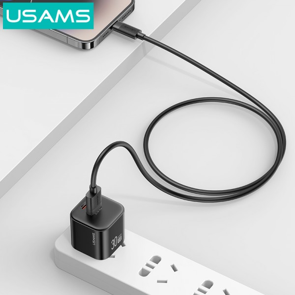 USAMS καλώδιο Lightning σε USB SJ778, 2.4A, 480Mbps, 1m, μαύρο - Περιφερειακά