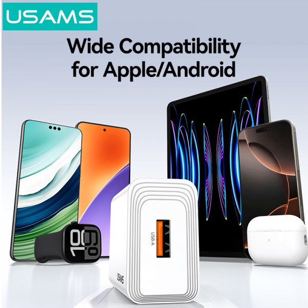 USAMS φορτιστής τοίχου CC324, USB, 18W, λευκός