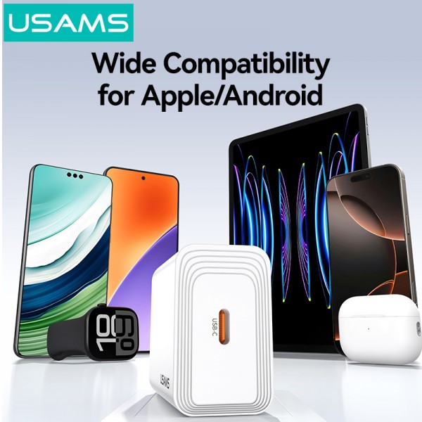 USAMS φορτιστής τοίχου CC329, USB-C, 30W, λευκός