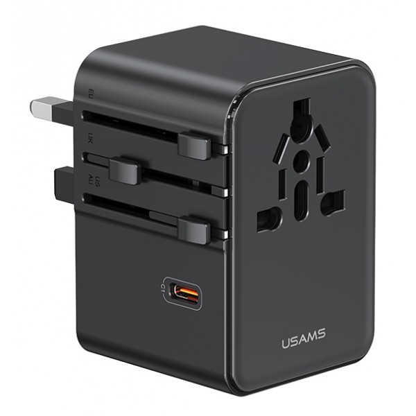 USAMS φορτιστής/αντάπτορας πρίζας CC310, 2x USB & 3x USB-C, universal, 70W, μαύρος - Φορτιστές Κινητών