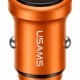 USAMS φορτιστής αυτοκινήτου CC322, USB & USB-C, 30W, πορτοκαλί