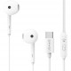 USAMS earphones με μικρόφωνο SJ771, USB-C σύνδεση, 1.2m, λευκά