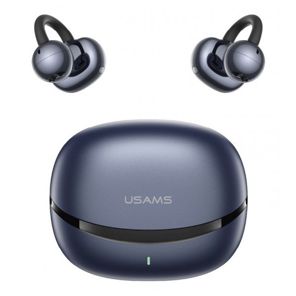 USAMS earphones με θήκη φόρτισης Echo R03, OWS, Φ11mm, 40/300mAh, μπλε - Ακουστικά - Bluetooth