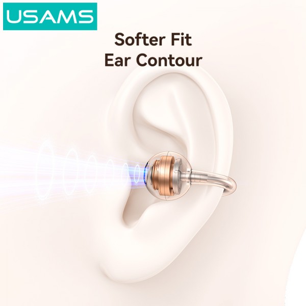 USAMS earphones με θήκη φόρτισης Echo R03, OWS, Φ11mm, 40/300mAh, πορτοκαλί - Ακουστικά - Bluetooth