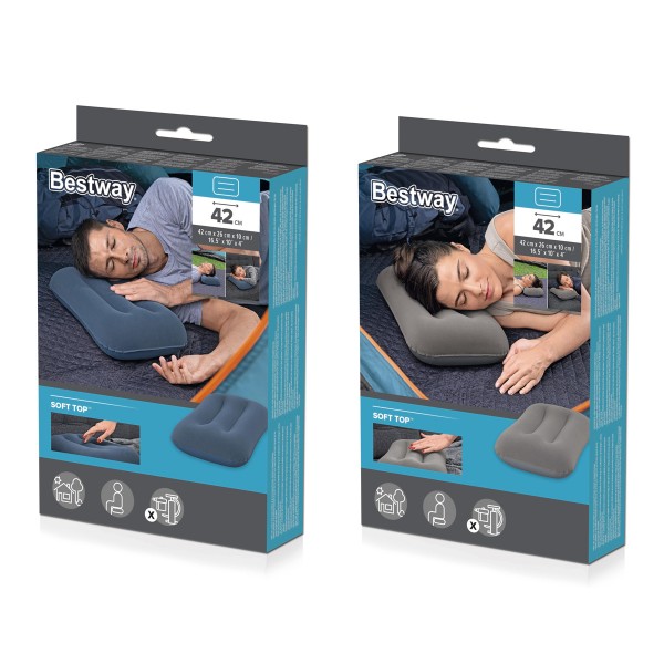 BESTWAY φουσκωτό μαξιλαράκι 67121, 42x26x10cm, διάφορα χρώματα, 1τμχ