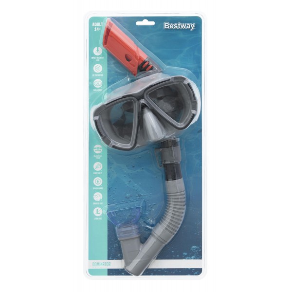 BESTWAY μάσκα θαλάσσης 24029 με αναπνευστήρα, διοπτική, μαύρη
