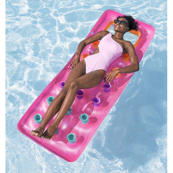 BESTWAY φουσκωτό στρώμα θαλάσσης 43040, 188x71cm, ροζ - Είδη Παραλίας