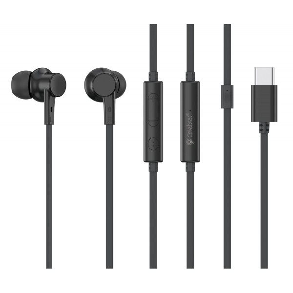CELEBRAT earphones με μικρόφωνο G40, USB-C σύνδεση, 10mm, 1.2m, μαύρα - Αξεσουάρ Κινητών