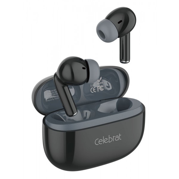 CELEBRAT earphones με θήκη φόρτισης W73, True Wireless, 13mm, 33/380mAh, μαύρα - Αξεσουάρ Κινητών