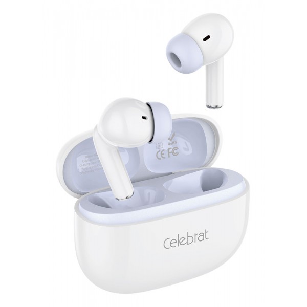 CELEBRAT earphones με θήκη φόρτισης W73, True Wireless, 13mm, 33/380mAh, λευκά - Αξεσουάρ Κινητών