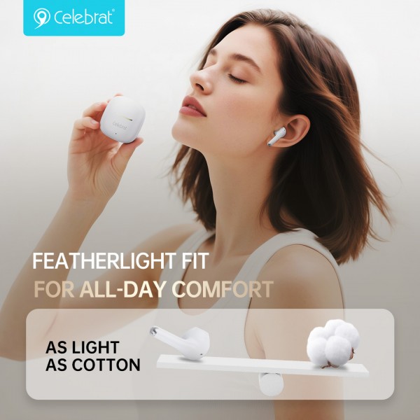 CELEBRAT earphones με θήκη φόρτισης W79, True Wireless, 13mm, 30/300mAh, λευκά - Αξεσουάρ Κινητών