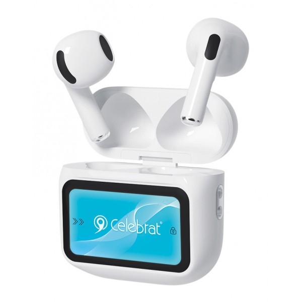 CELEBRAT earphones με θήκη φόρτισης W76, True Wireless, 13mm, 25/300mAh, λευκά - Αξεσουάρ Κινητών