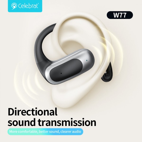 CELEBRAT earphones με θήκη φόρτισης W77, OWS, 12mm, 40/400mAh, μαύρα - Αξεσουάρ Κινητών