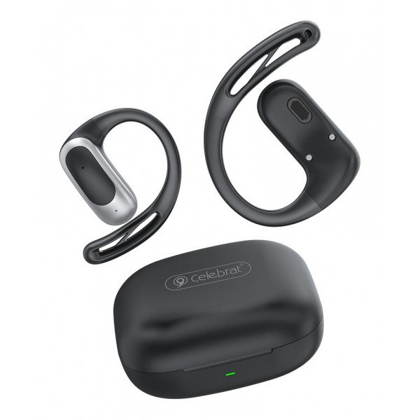 CELEBRAT earphones με θήκη φόρτισης W77, OWS, 12mm, 40/400mAh, μαύρα - Αξεσουάρ Κινητών