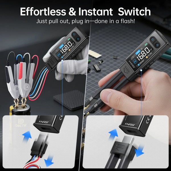 FNIRSI ψηφιακό LCR/ESR tester LCR-ST2 Plus, επαναφορτιζόμενο - FNIRSI