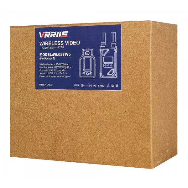 VRRIIS HDMI σύστημα ασύρματης μετάδοσης βίντεο WL087 Pro για DJI Osmo Pocket 3, 1080p, 5GHz, 500m