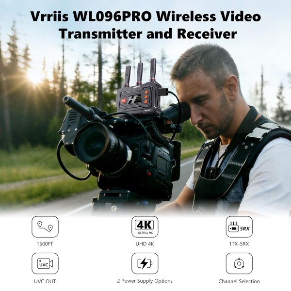 VRRIIS HDMI σύστημα ασύρματης μετάδοσης βίντεο WL096 Pro, 4K, 5GHz, έως 450m - VRRIIS