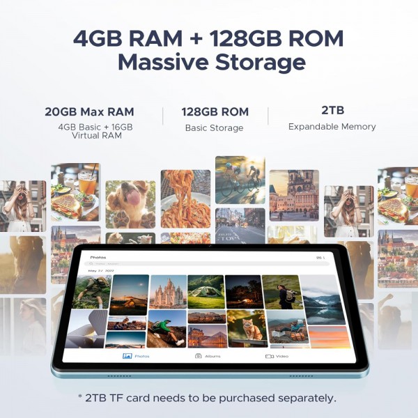DOOGEE tablet Tab A9 Pro με πληκτρολόγιο/ποντίκι/στυλό αφής/θήκη, 10.1", 4/128GB, Android 15, 6580mAh, γκρι