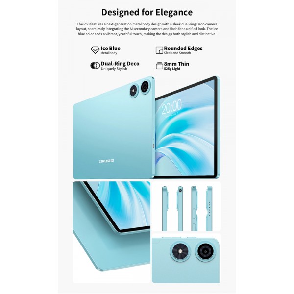 TECLAST tablet P50 με πληκτρολόγιο/στυλό αφής/θήκη, 11", 8/128GB, 4G, Android 15, 7000mAh, μπλε
