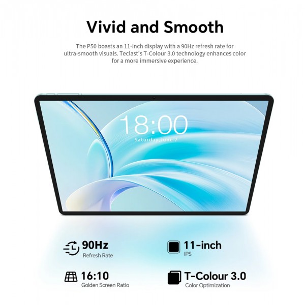 TECLAST tablet P50 με πληκτρολόγιο/στυλό αφής/θήκη, 11", 8/128GB, 4G, Android 15, 7000mAh, μπλε