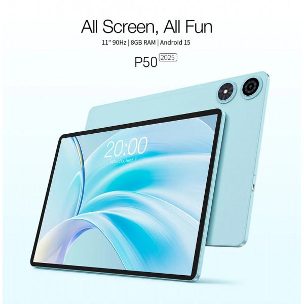 TECLAST tablet P50 με πληκτρολόγιο/στυλό αφής/θήκη, 11", 8/128GB, 4G, Android 15, 7000mAh, μπλε - 